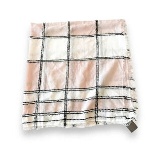 J Jill Lightweight‎ Rectangle Scarf Wrap Cotton Blend Pale Pink Black White NWT